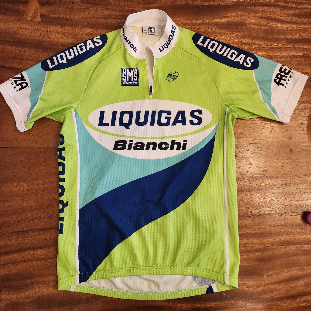 Sms Santini Mens Cycling Jersey - Green And Blue - Size Medium